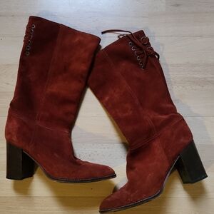 Coach Rust Suede Heeled Boots
